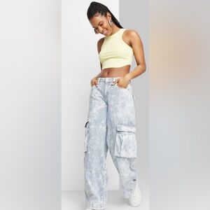 Target Wild Fable Cargo Baggy Wide Leg
Utility Jeans Railroad Striped size 2